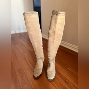 Vince Camuto Over-the-Knee Boots in taupe/light brown suede, size 7 fits 6.5